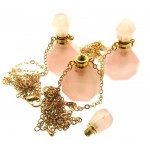 Rose Quartz Genuine Gemstone Cut Scent Bottle Pendant